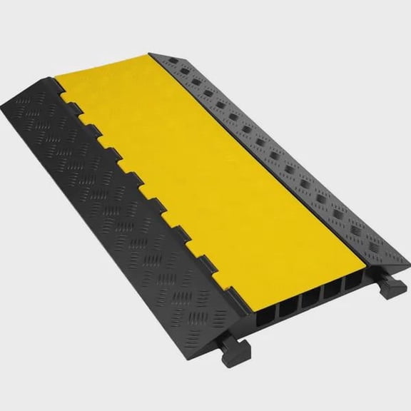 BENGPAOBA-5 Channel Heavy Duty Rubber Cable Protector Ramp Extreme Traffic Speed Bumps Driveway Cord Wire Protection 1 Pack 18000 Lb Capacity