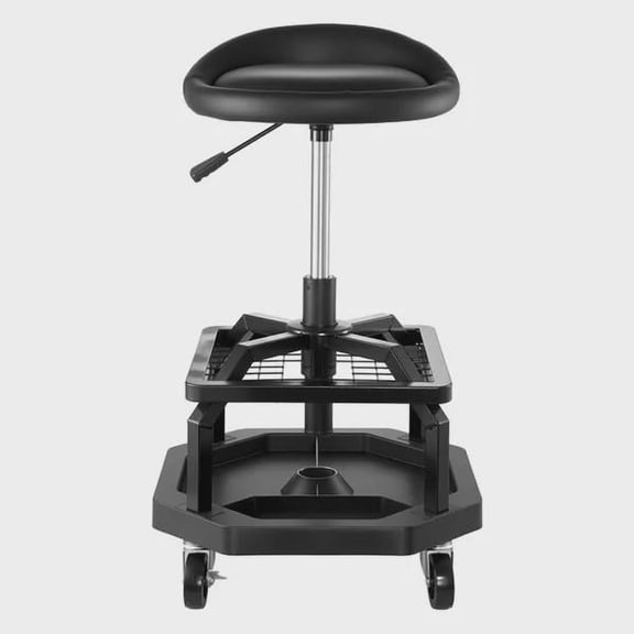 BENGPAOBA-Adjustable Rolling Shop Stool - Pneumatic Garage Seat with 300 lbs Capacity, 360 Swivel Padded Design, Perfect for Workshop, Auto Repair & Garage Use