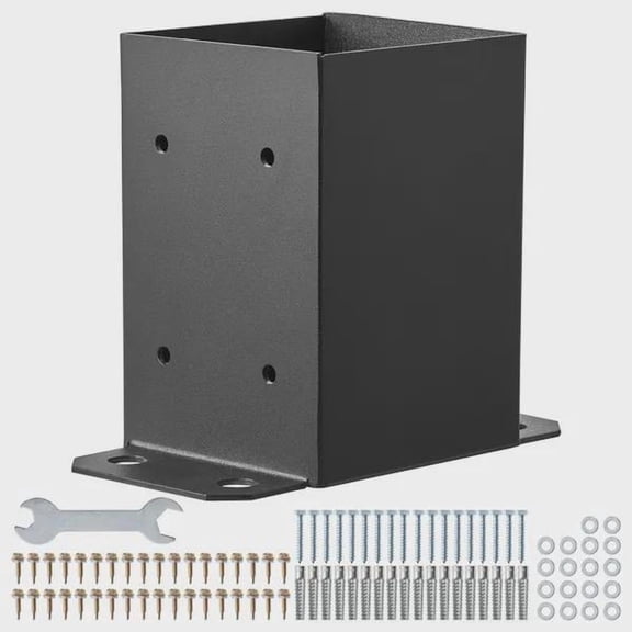 BENGPAOBA-Heavy-Duty 4x4 Post Base Brackets - Set of 4, 3.6"x3.6" Inner Size, Powder-Coated Matte Black Post Anchors for Pavilion, Deck Railing, and Support Structures