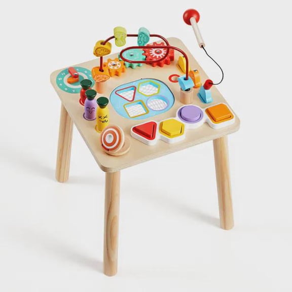 BENGPAOBA-Montessori Activity Table for Toddlers 1-3 Years Old 8 in 1 Wooden Learning Desk Play Table for Boys Girls 6+ Months Great Birthday Christmas Gift