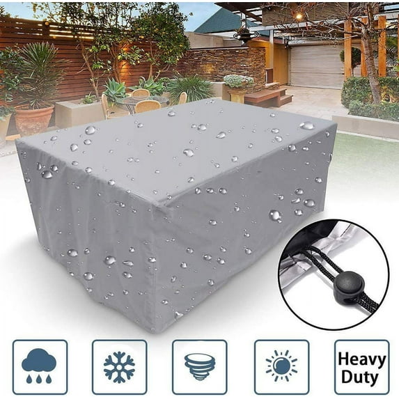 BENGPAOBA Rectangular Patio Table Cover 210D Oxford Cloth Waterproof Outdoor Furniture Set Cover