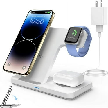 BENIFCAY Charging Station Compatible with iPhone Model /iWatch/Airpods, 3 in 1 Wireless Charger for iPhone15/14/13(Pro, Pro Max) 12/11/XS/XR, iWatch9/8/Ultra/7/6/SE/5/4/3/2, Airpods Pro2/Pro1/3/2/1