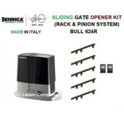 BENINCA SLIDE GATE OPENER / OPERATOR BULL 624R KIT 1 BULL 624R, 2 LONG-RANGE REMOTE CONTROLS & 5 RI.M4P NYLON / STEEL CORE RACKS 40  EACH