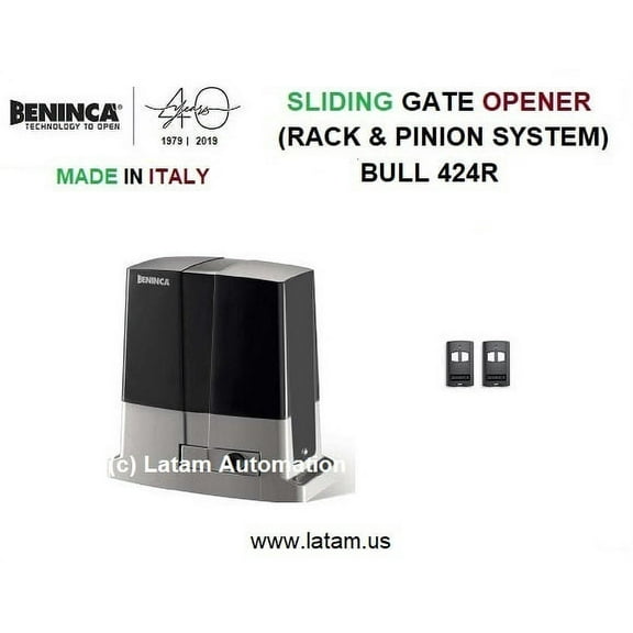 BENINCA Slide GATE Opener/Operator Bull424R (1 Bull424R & 2 Long-Range Remote Controls)