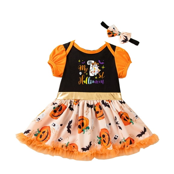 BENJAMJAM 0-2Y Cartoon Clothing Bodysuit Dress Newborn Puff Sleeve Hair Accessory Set