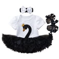 thumbnail image 1 of BENJAMJAM 0-2Y Summer Swan Short-Sleeve Dress, Shoes, and Hair Accessory 3-Piece Set Infant Clothing, 1 of 6