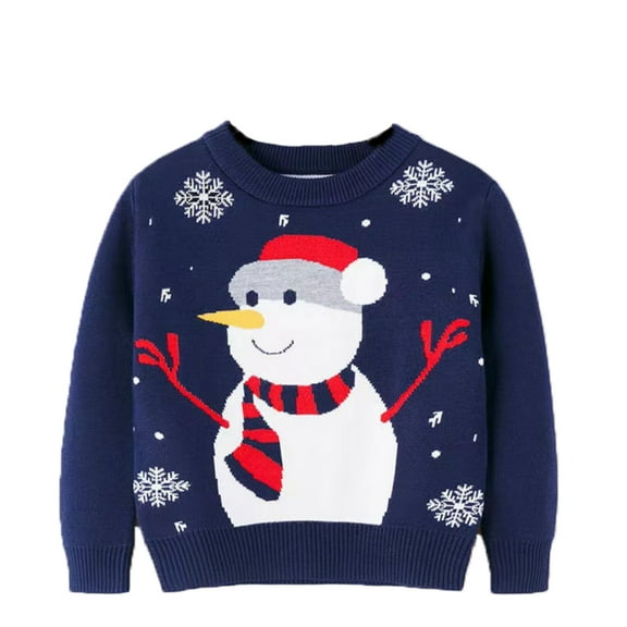 BENJAMJAM 3-8Y Sled Deer White Bearded Elderly Pattern Sweater Cartoon Comfortable Long Sleeve