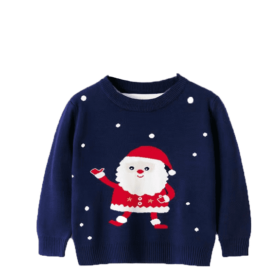 BENJAMJAM 3-8Y Sled Deer White Bearded Elderly Pattern Sweater Cartoon Comfortable Long Sleeve