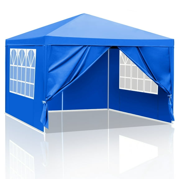 BENJM 10x10 Pop Up Canopy with Sidewalls, Outdoor Instant Canopy Tent with Carry Bag for Commercial Events, Camping, Backyard Parties - blue