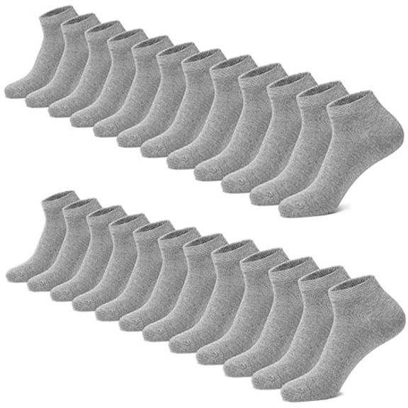 BENJM 12 Pairs Mens Plain Solid Cotton Sports Ankle Athletic Socks Low Cut Size 9-11 (Gray)