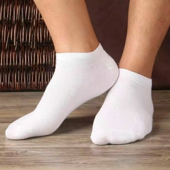 BENJM 3 Pairs  Men's Solid Color Low Cut Cotton Socks, Summer Thin Boat Socks (White)