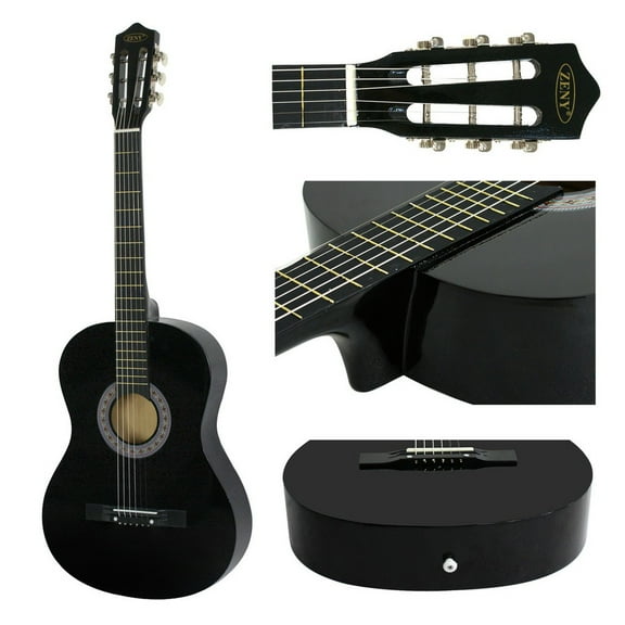 BENJM 38 Inch Black Wooden Acoustic Guitar, Kids Musical Gift with Gig Bag, Beginner Full Size Acoustic Guitar