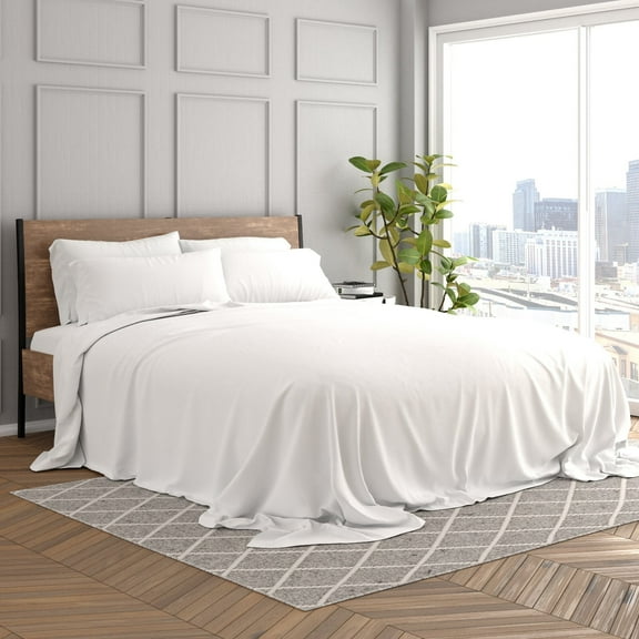 BENJM Cotton Sheet set - Super Soft and Breathable 350 Thread Count Percale Weave Certified Sheets - 4 Piece Sheets with Elasticized Deep Pockets