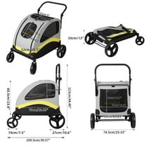 BENJM Large Pet Stroller 29x39.4x44.1 inch, Premium Foldable 4 Wheels Dog Cat Jogger Stroller Lockable, Pet Carrier