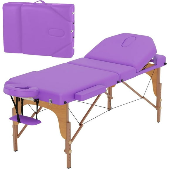 BENJM Purple Portable Massage Table, 28" Wide Lash Bed Height Adjustable, Professional Massage Bed Spa Table