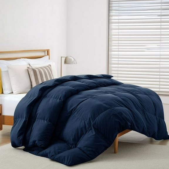 BENJM Queen Size Down Alternative Comforter Navy Blue, All Season Microfiber Duvet Insert Quilted Bedding, Hypoallergenic
