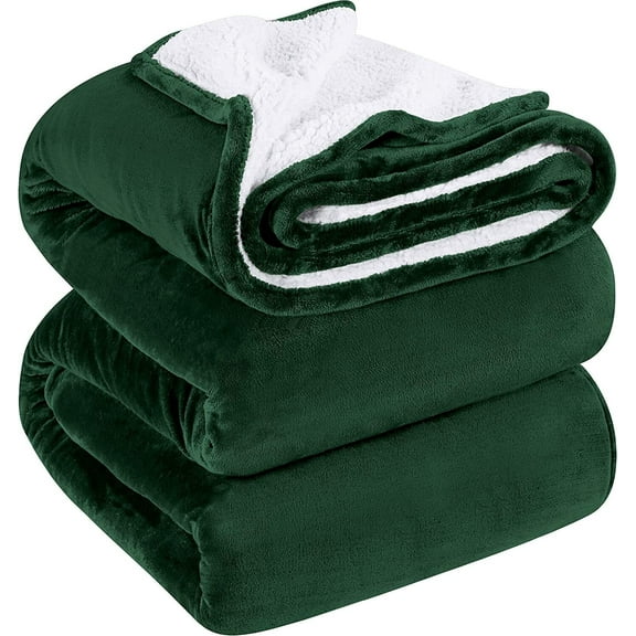 BENJM Sherpa Bed Blanket 480GSM Plush Blanket Fleece Reversible Blanket (Twin,Forest Green)