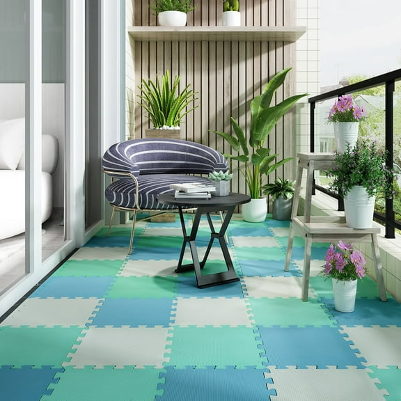 WHIFEA 18-Piece 12"L Interlocking Foam Floor Mats – Puzzle, Non-Slip, Cushioned, Durable for Home & Kids