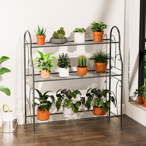 BENOSS 3 Tier Metal Plant Stand Flower Rack Flower Shelf Flower Pot Display Shelf Home for Living Room Balcony Patio Yard