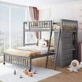 BENSHI Wood Bunk Bed Twin Over Full with 6 Storage Drawers and