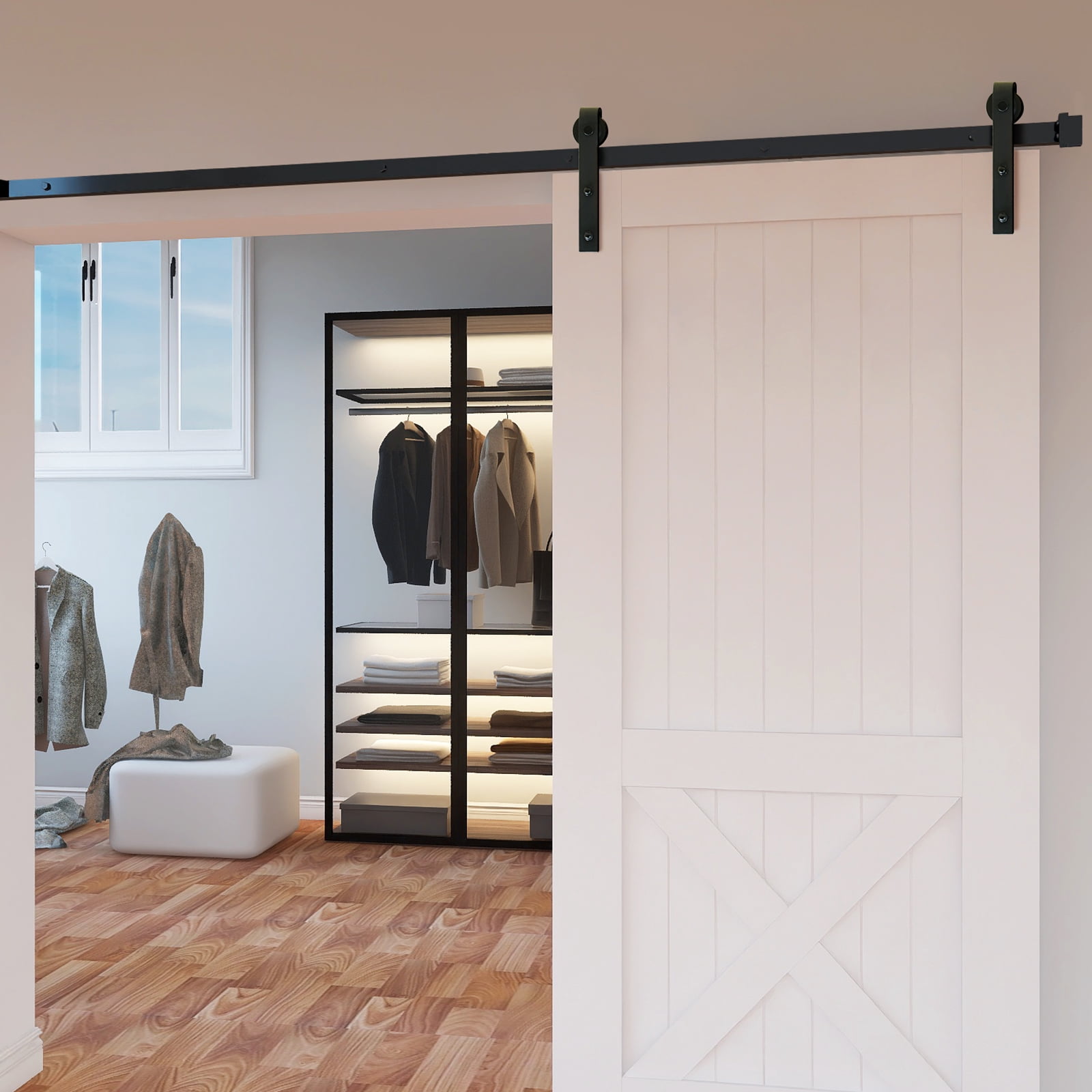 BENTISM 004-2.44M 8 ft, Sliding Hardware Closet Track Barn Door