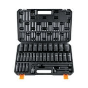 BENTISM 1/2" Drive Impact Socket Set, 34 Piece Socket Set Metric 8-36mm, 6 Point Cr-MO Alloy Steel for Auto Repair, Includes Adapters & Ratchet Handle & Storage Case
