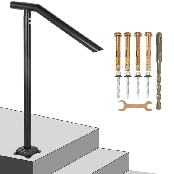 VEVOR 1-3 Step Handrail Railing for Steps Steel 330LBS Capacity with Screw Kit