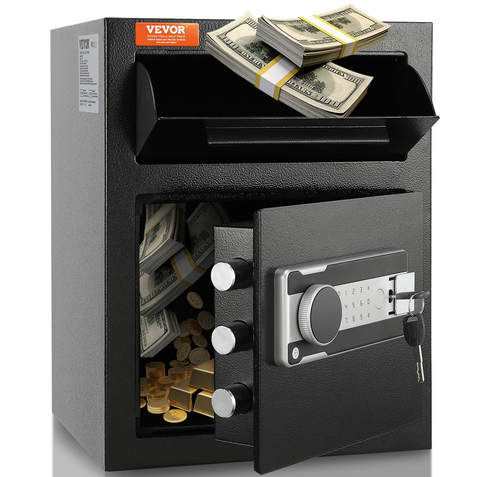 BENTISM 1.7 C Digital Depository Safe Deposit Safe Security Safe Box Made of Carbon Steel with Deposit Slot with Two Emergency Keys Depository Safe Box for Home Hotel Restaurant and Office