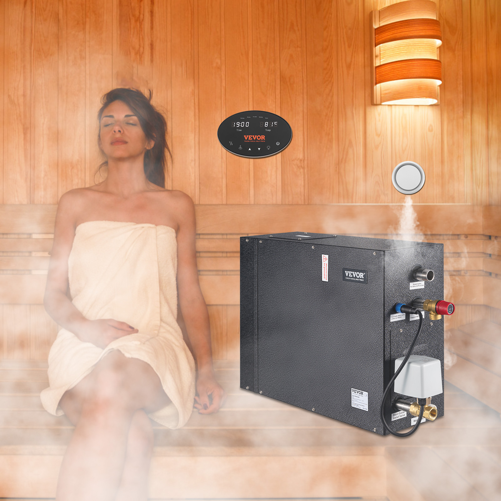12KW Commercial Self-Draining Steam Generator Shower System Spa Wet ...