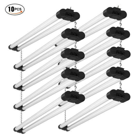 VEVOR 10 Pack LED Shop Light, 4 FT, 40W Linkable Shop Light Fixture, 4500 LM Surface & Hanging Mount Ceiling Lights 59 in Power Cords with ON/OFF Switch, for Garage Warehouse Home Workshop Office