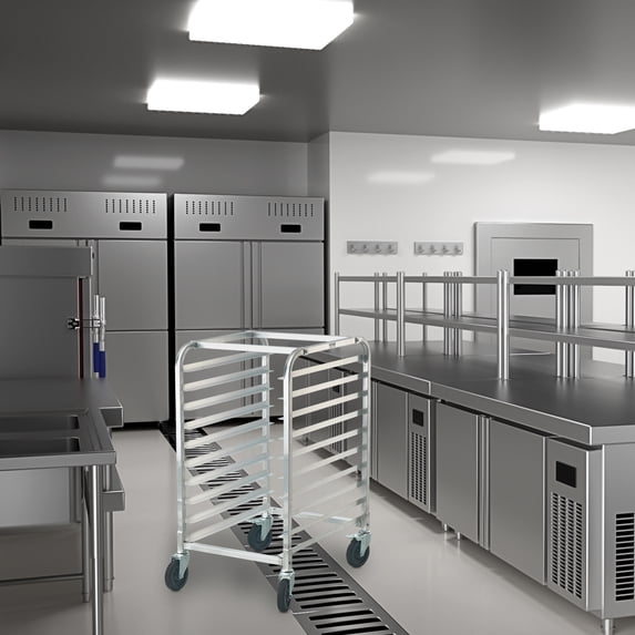 BENTISM 10-Tier Aluminum Bakery Rack, 530 lb Capacity, Lockable Wheels ...