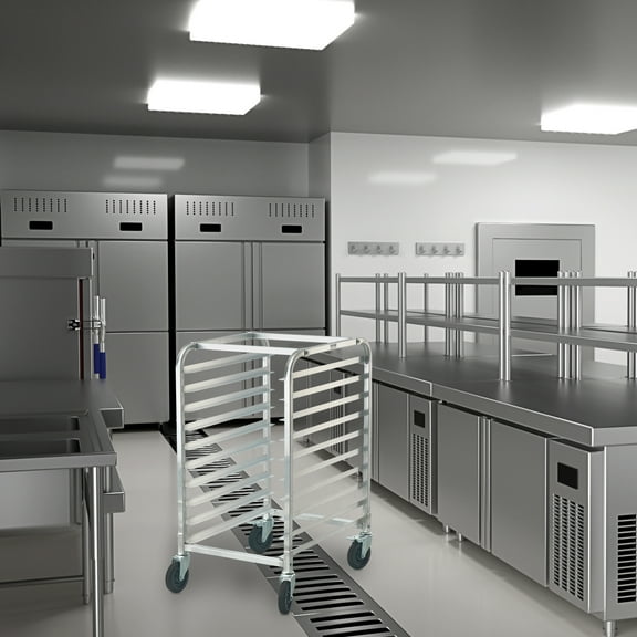 VEVOR 10 Sheet Commercial Bun Pan Rack Kitchen Aluminum Baking Racks Brake Wheel