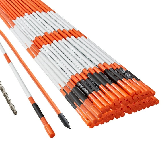 VEVOR 100 Pack 48" Driveway Markers Orange Snow Plow Stakes 0.32" Fiberglass Rod
