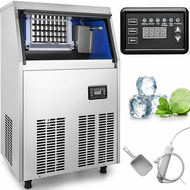 BENTISM 110Lbs/24H Commercial Ice Maker Builtin Ice Cube Machine w