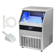 BENTISM 110V Commercial Ice Maker 440lbs/24H,77lbs Storage Bin,ETL Approved,Clear Cube,Advanced LCD Panel,SECOP Compressor,Air Cooled,Blue Light,Electric Water Drain Pump,Water Filter,2Scoops