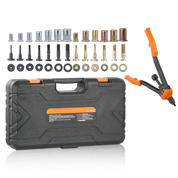 VEVOR 16" Rivet Nut Tool, Labor-Saving Rivnut Tool Kit with 13PCS Metric & SAE Mandrels, 186PCS Rivet Nuts, M3, M4, M5, M6, M8, M10, M12, 1/4-20, 5/16-18, 3/8-16,1/2-13, 8-32, 10-24