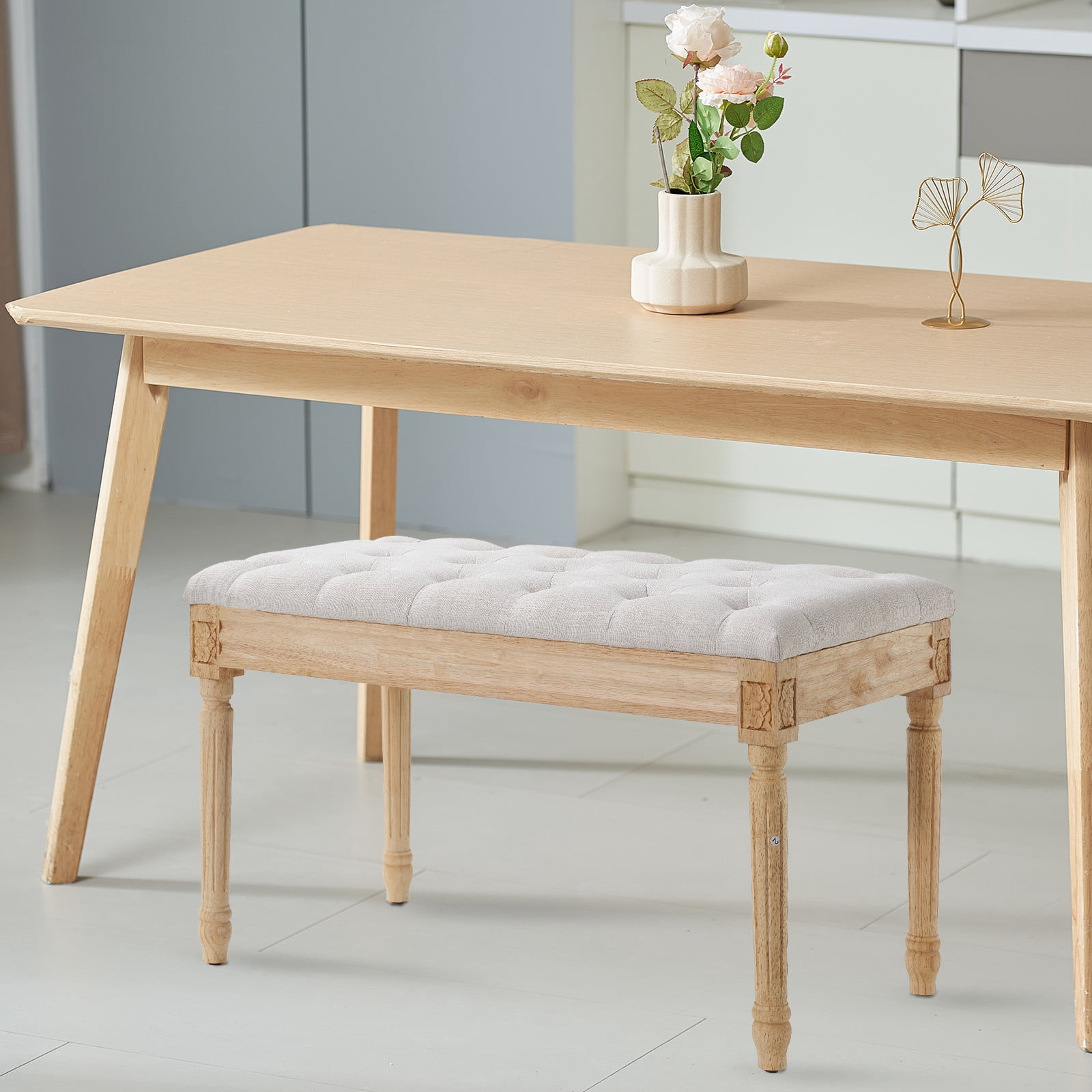 BENTISM 16" Upholstered Bench Ottoman Bench for Entryway Dining Room ...