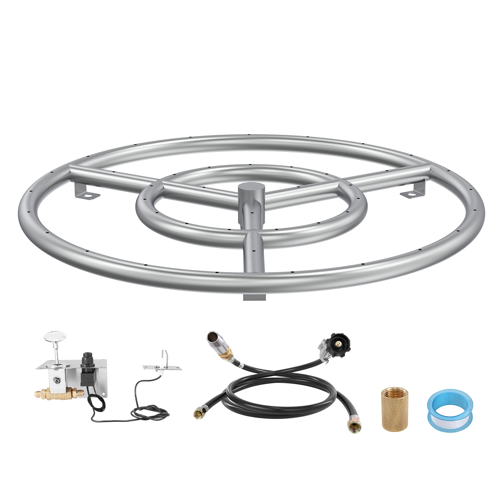 BENTISM 18.03" x 18.03" 150,000 BTU Propane and Natural Gas Stainless Steel Fire Pit