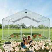 BENTISM 19.7x9.8x6.6 ft Walkin Large Metal Chicken Coop Innovative Half Door Design Poultry Cage Hen Run House Rabbits Habitat Cage Spire Shaped Coops with Waterproof and Anti-Ultraviolet Cover