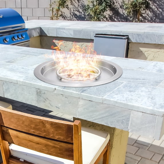 VEVOR 19" Round Drop-in Fire Pit Pan Stainless Steel Fire Pit Burner 92,000 BTU