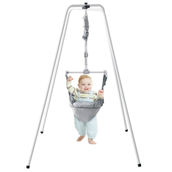 BENTISM 2 in 1 Baby Jumper with Stand, Height-Adjustable Baby Jumpers and Bouncers, 35LBS Loading Toddler Infant Jumper for 3+ Months, Quick-Folding Indoor/Outdoor Jumper Exerciser Babies