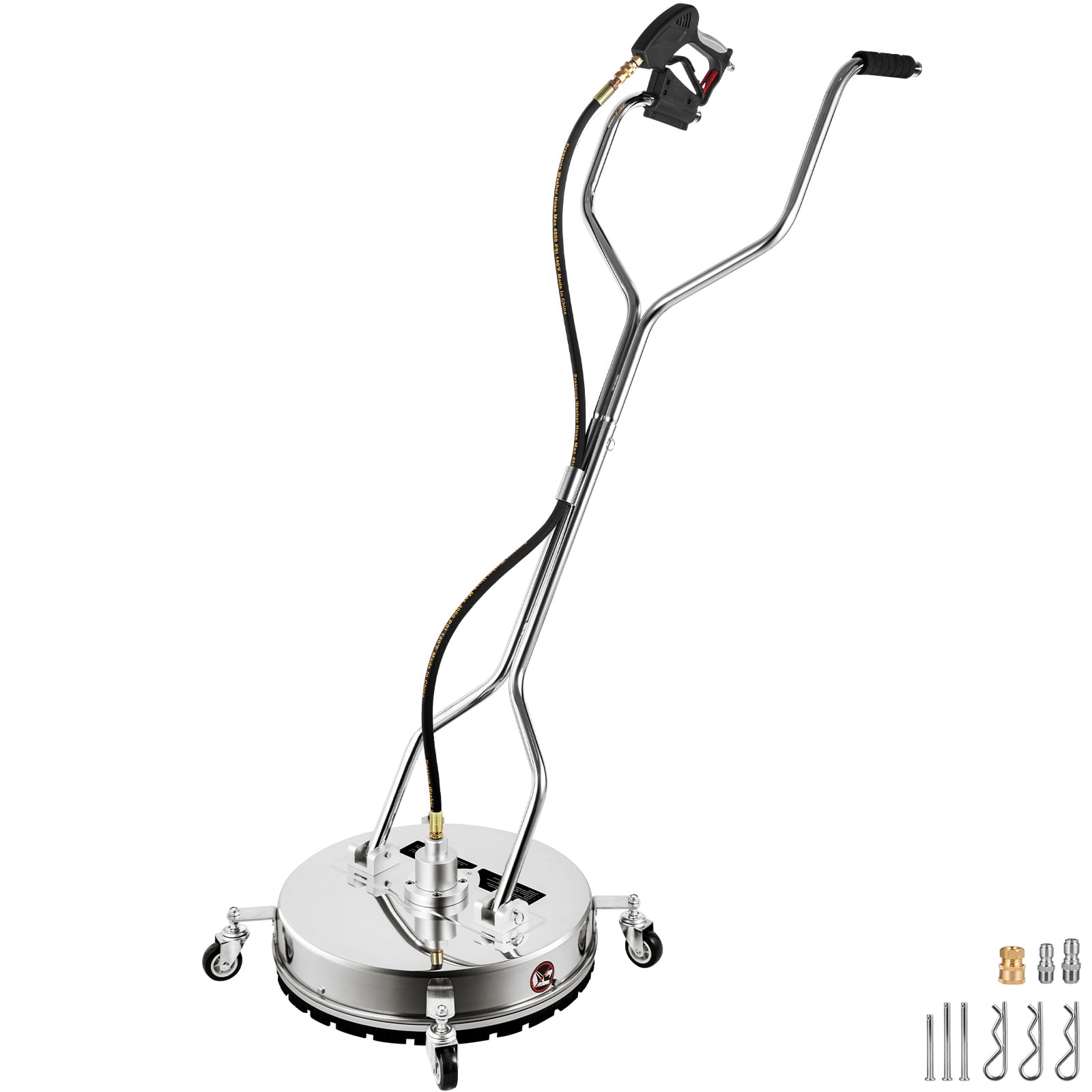 BENTISM 2 Nozzles 20" Pressure Washer Surface Cleaner , Max. 4000 PSI Pressure, for Cleaning Driveways, Stainless Steel Frame w/ Rotating Dual Handle, Wheels, Fit for 3/8" Quick Connector
