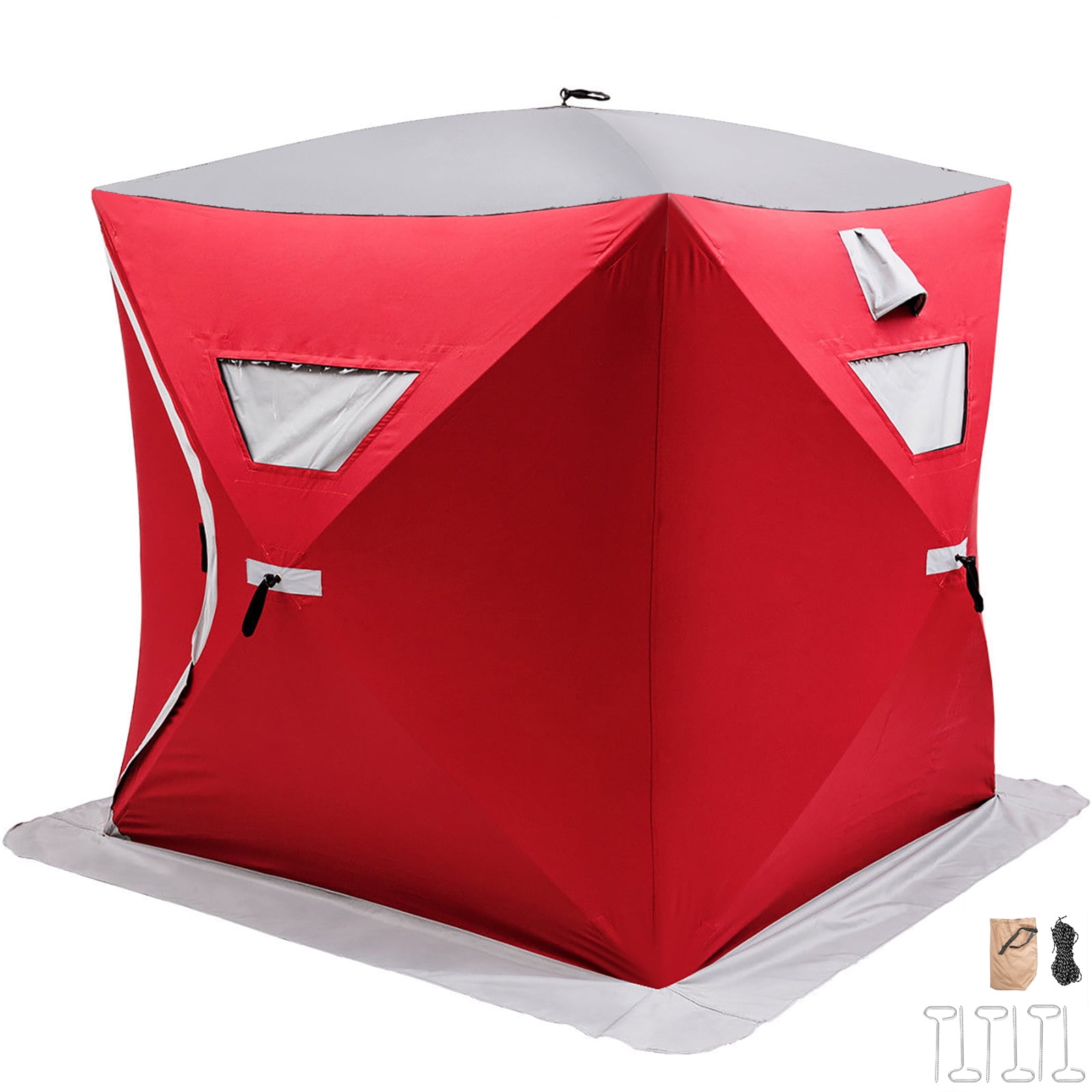 Bentism 3-Person Ice Fishing Shelter Tent Portable Pop Up House Outdoor Fish Equipment, Adult Unisex, Red