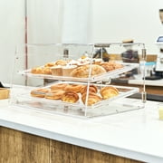 BENTISM 2-Tier Acrylic Bakery Display Case Countertop Donut Pastry Case Rear Door