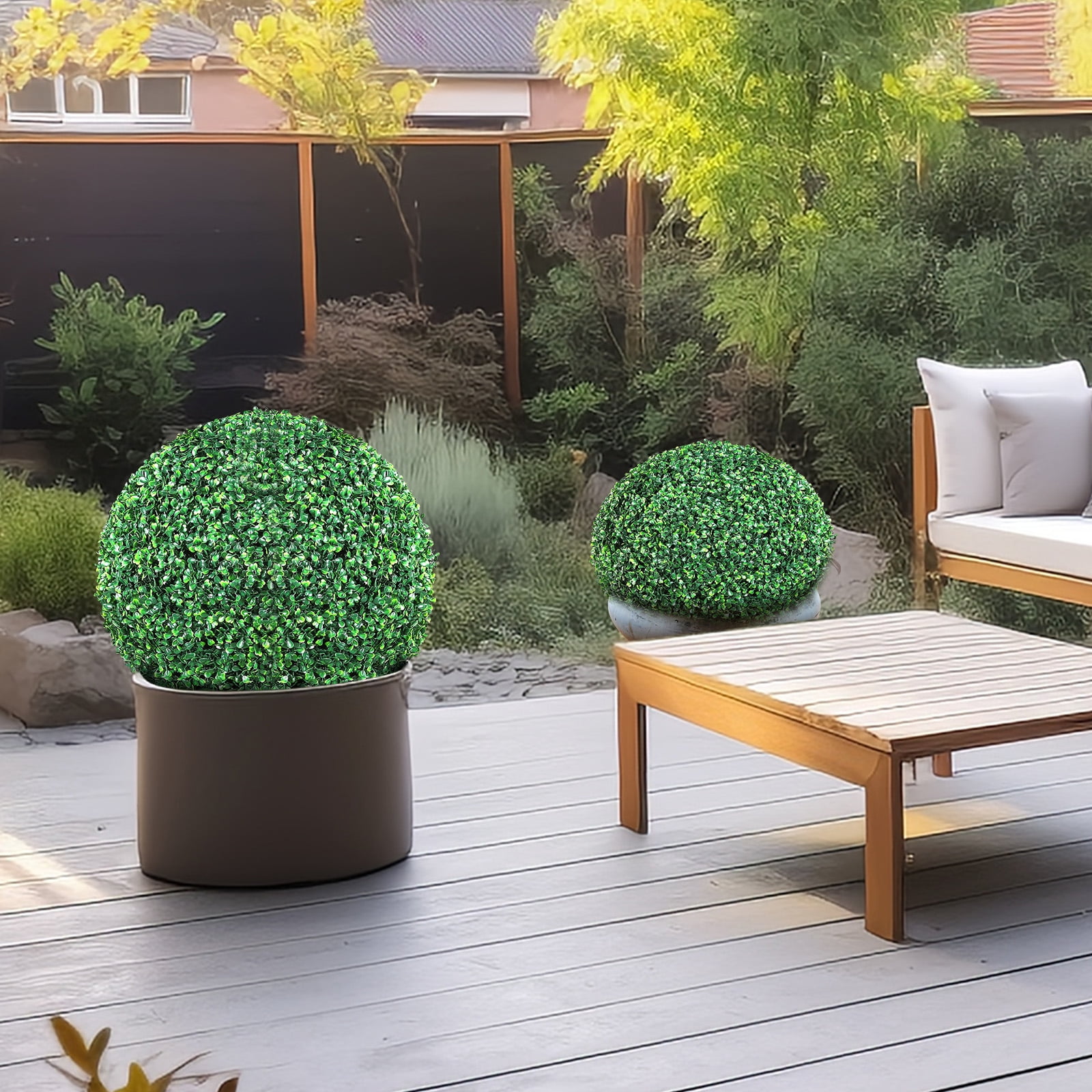 BENTISM 20" Artificial Topiary Greenery Ball Fake Plants Outdoor Indoor