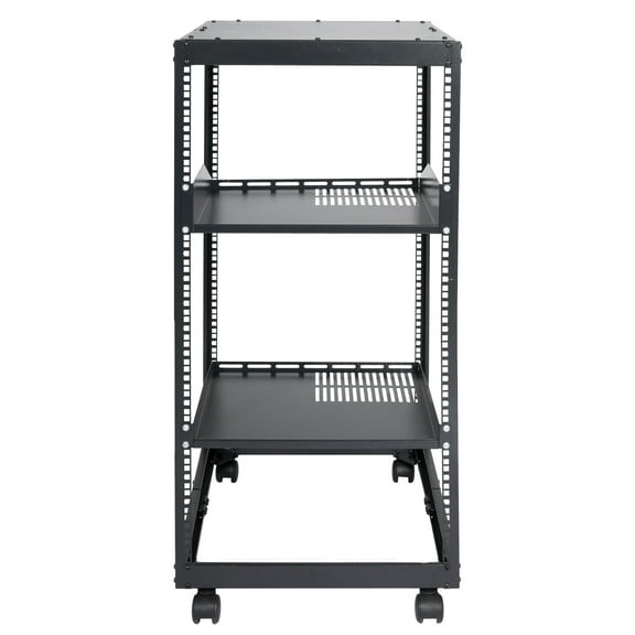 VEVOR 20U Open Frame Server Rack, 15''-40'' Adjustable Depth, Free Standing or Wall Mount Network Server Rack, 4 Post AV Rack with Casters