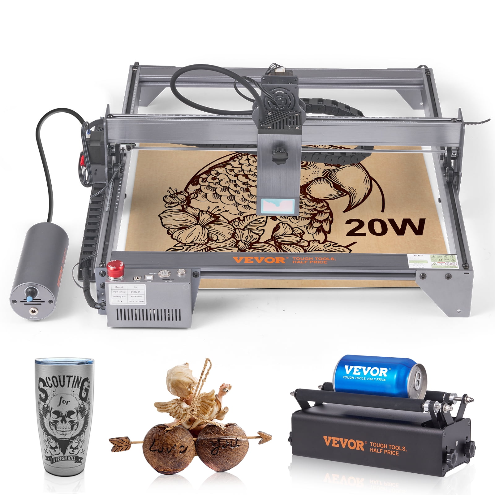 xTool D1 Pro 60W Updated Laser Engraver and Cutter, 10W Output Power 0.06mm Ultra-Fine Compressed Spot High Accuracy Laser Cutting Engraving Machine