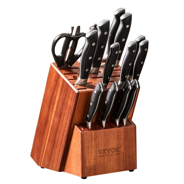 BENTISM 25 Slot Universal Knife Block, Acacia Wood Knife Holder, Knife