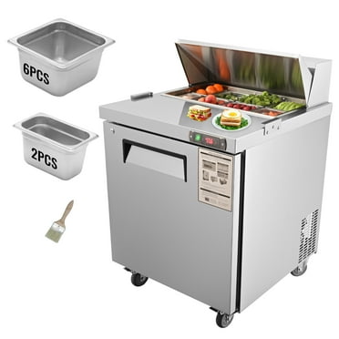BENTISM 28"W Commercial Refrigerated Sandwich / Salad Prep Table 1 Door with 8 Pan Capacity, Temp Control