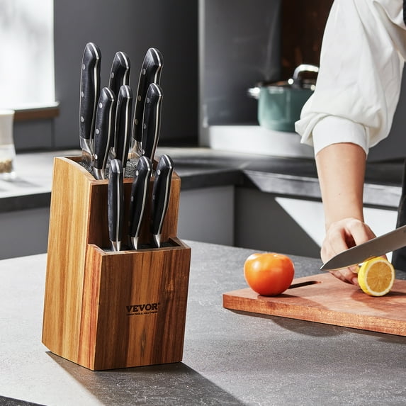 VEVOR 2Tier Universal Knife Holder Acacia Wood Knife Block Holder Without Knives
